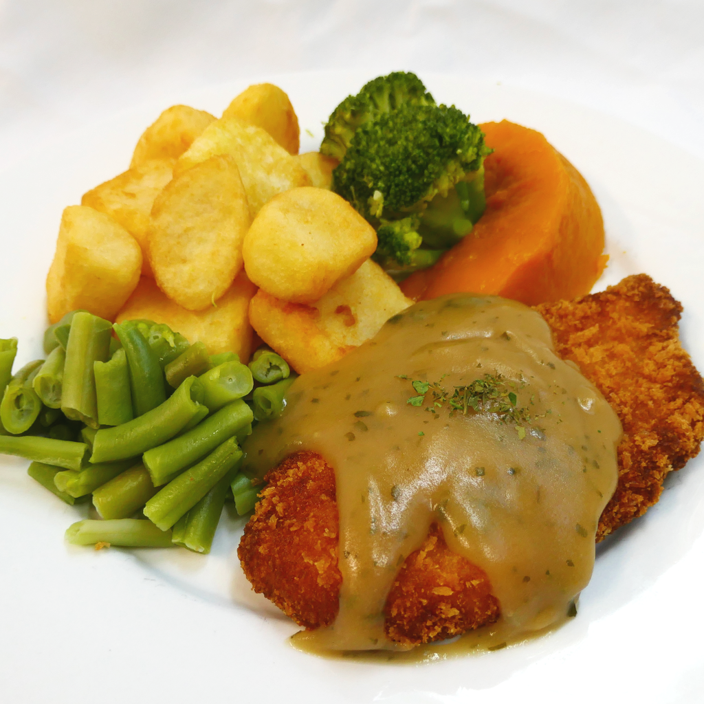 Chicken Schnitzel (Gravy).